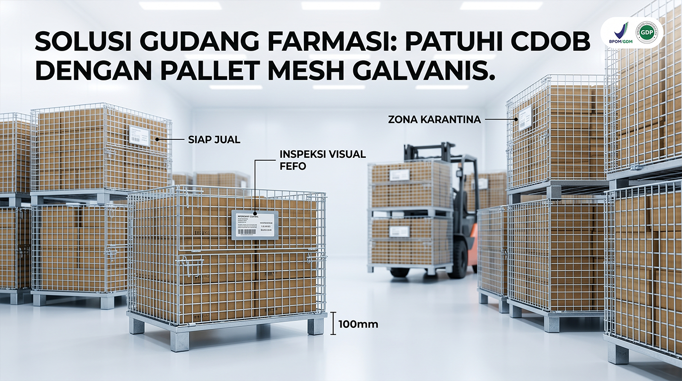 Pallet Mesh untuk Gudang Farmasi: Higienis, CDOB & Ketertelusuran Batch