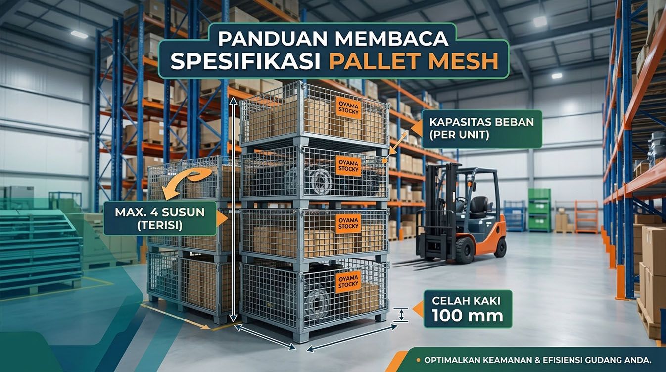 Cara Membaca Spesifikasi Pallet Mesh: Kapasitas, Tumpukan, dan Tinggi Kaki