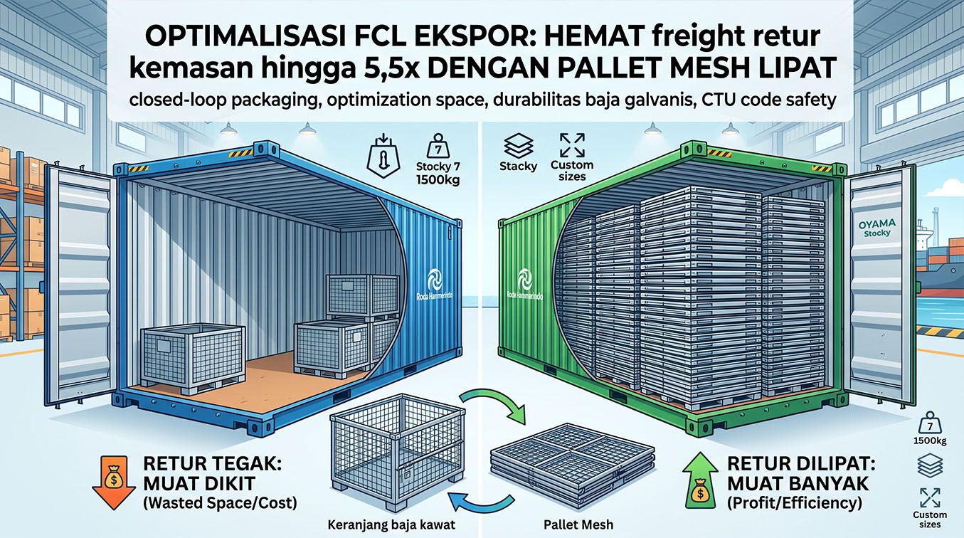 Optimasi Stuffing Kontainer Ekspor dengan Pallet Mesh Lipat: Hemat Ruang & Aman